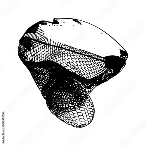 Vector Abstract mesh sculpture with spherical elements
