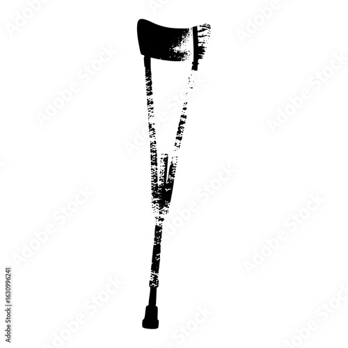 Vector Monochrome crutch depicts mobility assistance.
