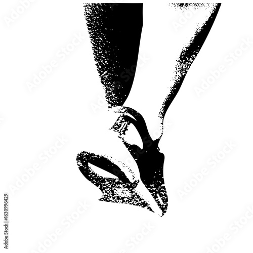 Vector Dramatic lips and hand with bold black shapes.