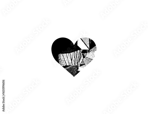 Vector Broken heart with textured fragments
