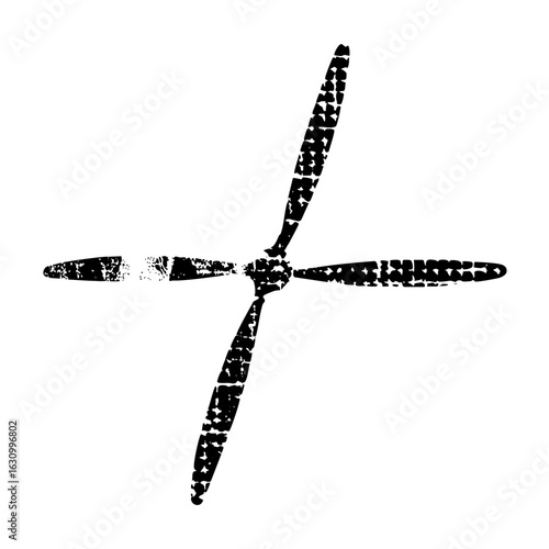 Vector Detailed propeller with four blades in monochrome.