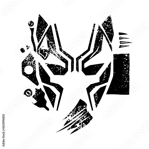 Vector Geometric panther head with distressed texture.