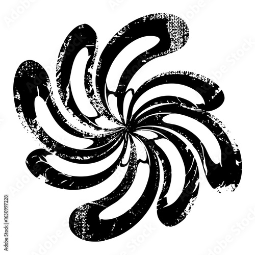 Vector Dynamic spiral swirl with textured edges.
