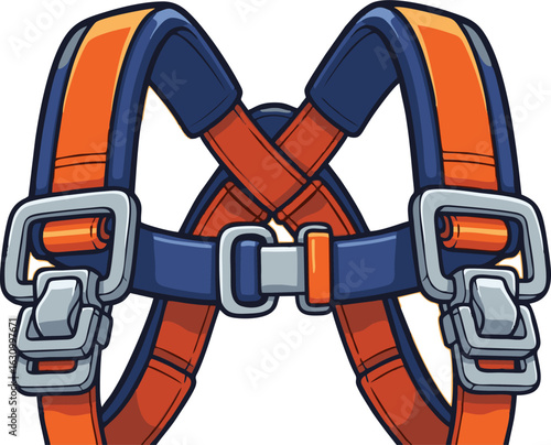 Cartoon Safety Harness with Orange and Blue Straps