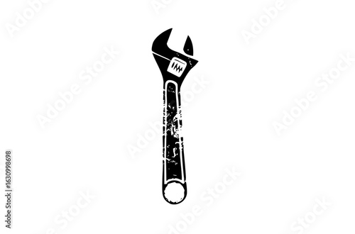 Vector Distressed adjustable wrench with electric spark .