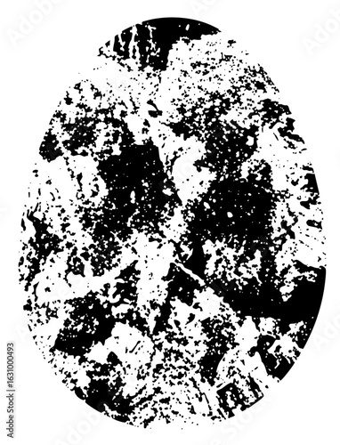 Vector Abstract distressed circle with textured black and white elements.