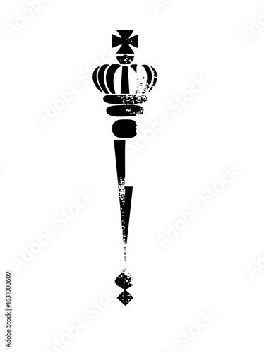 Vector Stylized Scepter with Floral and Cross Elements