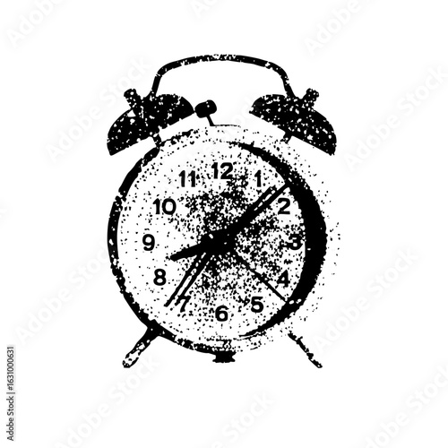 Vector Distressed alarm clock shows seven thirty.