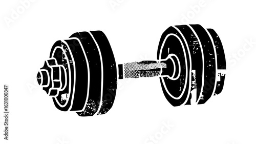 Vector Black dumbbell with layered weights and textured handle.