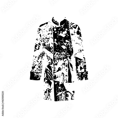 Vector Abstract vector of a tailored coat with a distressed texture.