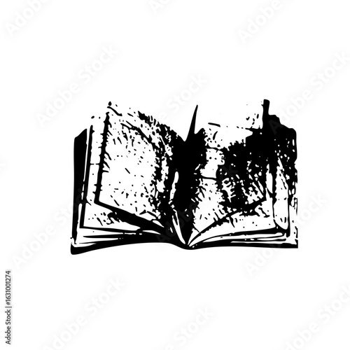 Vector Stylized open book with textured pages.