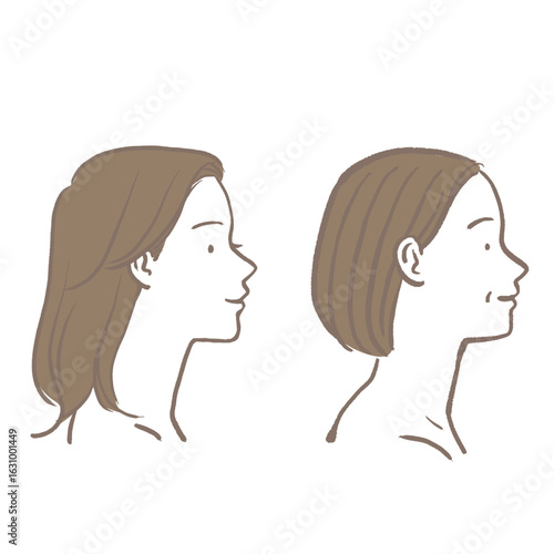 若い女性と中年女性の横顔