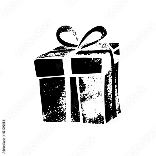 Vector Monochrome gift box with ribbon