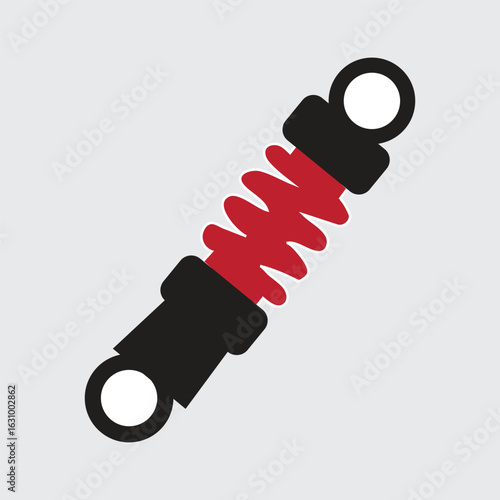 Shock absorber vector illustration of a vehicle component that functions to dampen vibrations and shocks caused by uneven road surfaces.