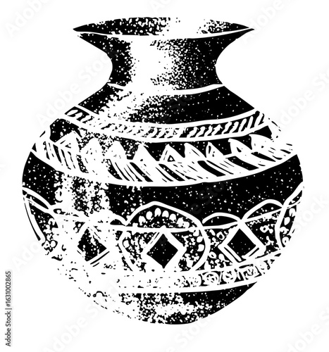 Vector Intricate patterned ceramic vessel .