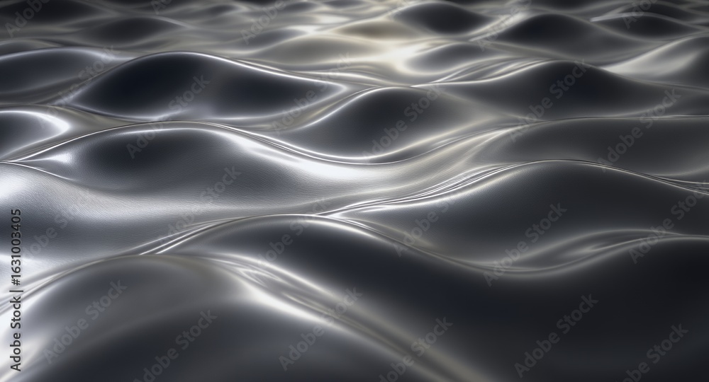 Fototapeta premium Abstract Metallic Waves Background Silver Liquid Texture