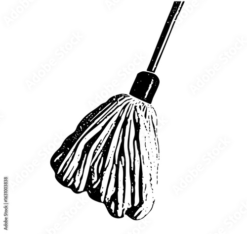 Vector Detailed of a cleaning mop with a textured head.