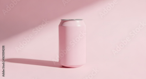 Pink soda can on pastel background