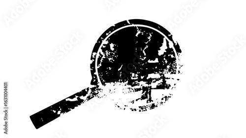 Vector Black Magnifying Glass with Distressed Texture