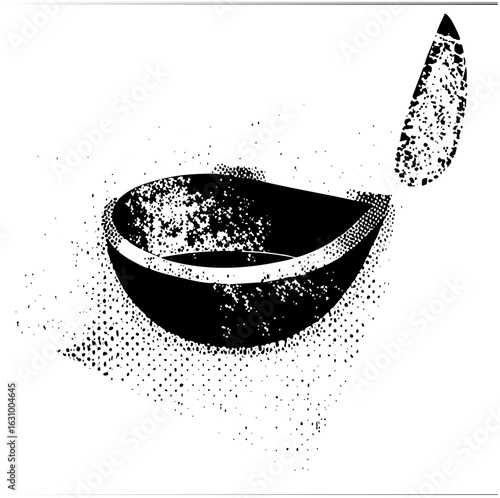 Vector Stylized diya lamp with a flickering flame.
