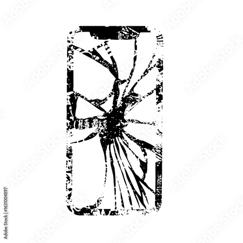 Vector Elegant dancer silhouette within a fractured rectangular frame.