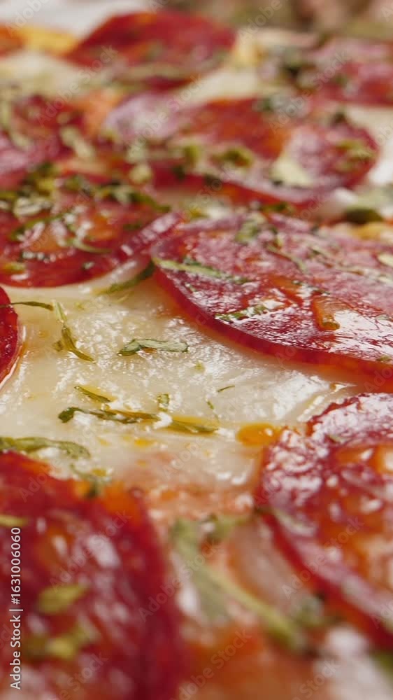 custom made wallpaper toronto digitalPepperoni pizza rotating, closeup. Vertical footage