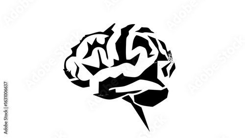 Vector Abstract brain with flowing shapes.