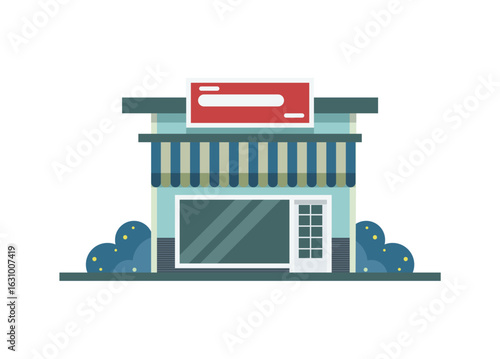 Small shop house building. Simple flat illustration