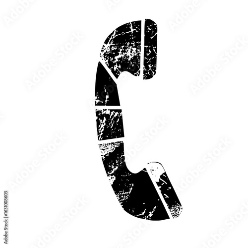 Vector Distressed black telephone handset .