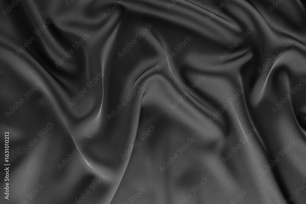 Fototapeta premium Black Crumpled Silk Texture Background