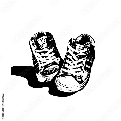 Vector Detailed of a pair of laced sneakers.