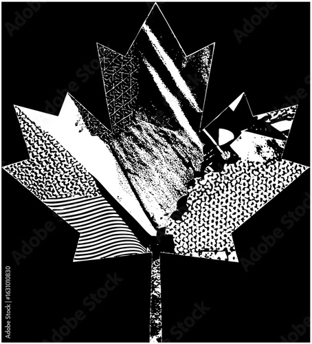 Vector Abstract maple leaf with geometric .