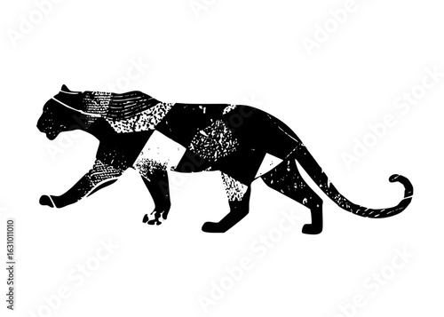 Vector Elegant panther showcases a sleek predatory feline in motion.