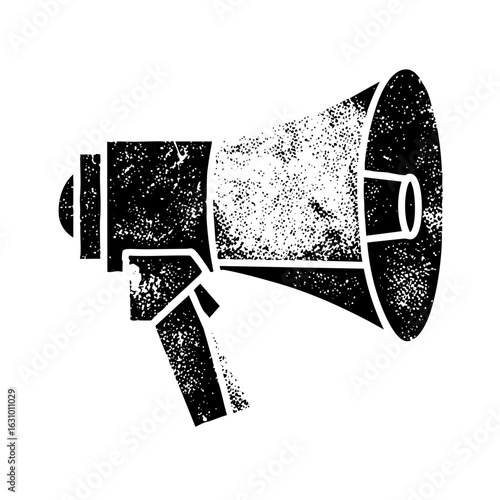 Vector Vintage megaphone with distressed texture.