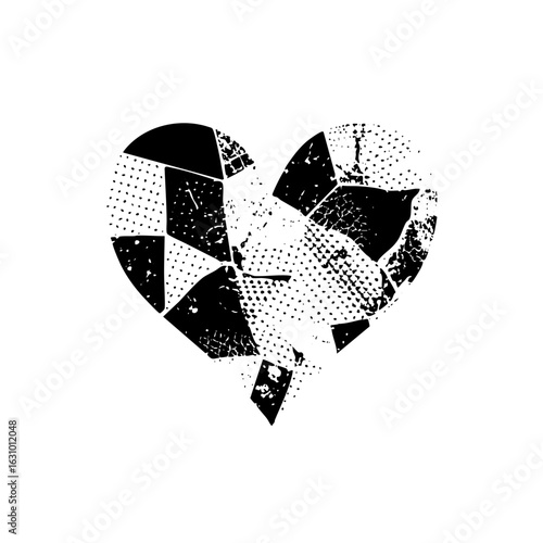 Vector Fragmented heart depicts brokenness and distress.