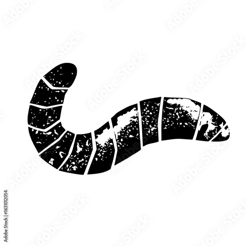 Vector Black silhouette of a curved maggot .
