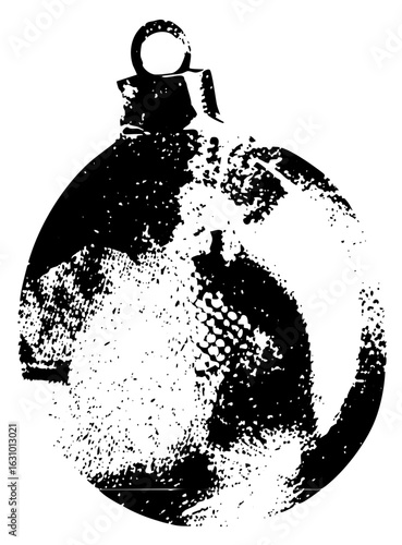 Vector Distressed spherical ornament with a decorative hanger.