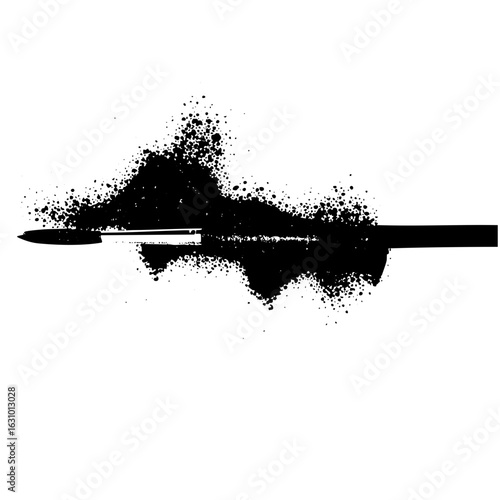 Vector Abstract arrow breaking through a fragmented shape.