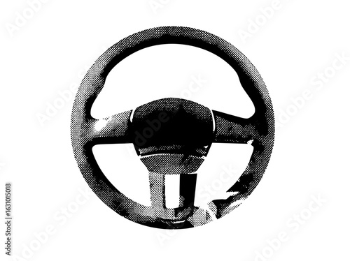 Vector Detailed steering wheel with central hub.