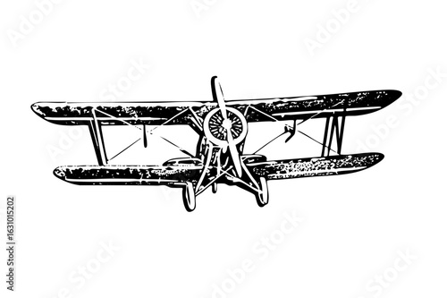 Vector Vintage biplane showcases classic aviation .