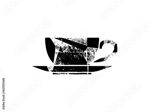 Vector Black silhouette of a teacup and saucer .