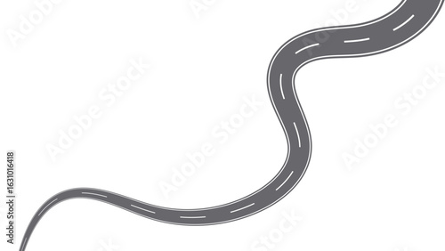 Winding road. Traveling along a curved highway. Road to horizon in perspective. Winding asphalt empty line isolated on transparent back. Curvy asphalt empty line isolated vector concept.