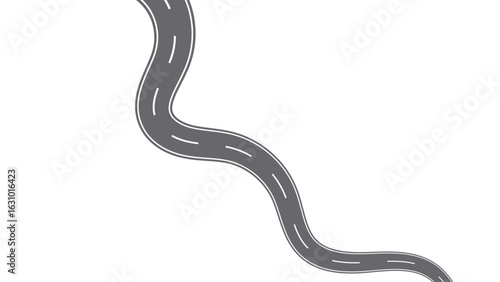Winding road. Traveling along a curved highway. Road to horizon in perspective. Winding asphalt empty line isolated on transparent back. Curvy asphalt empty line isolated vector concept.