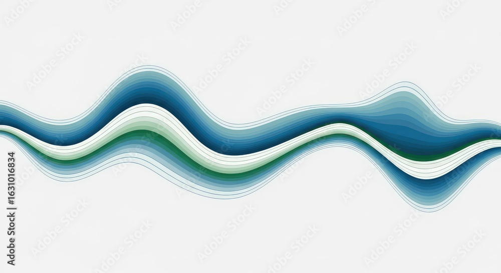 Fototapeta premium Abstract Wave Pattern in Shades of Blue and Green on White Background