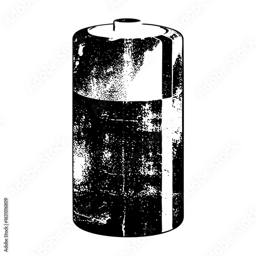 Vector Monochrome vector of a depleted battery.