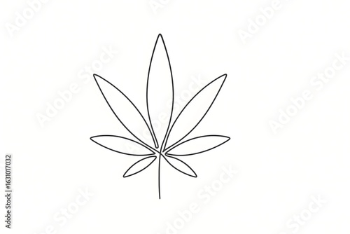 Minimalist Cannabis Leaf Line Art for Design and Decoration