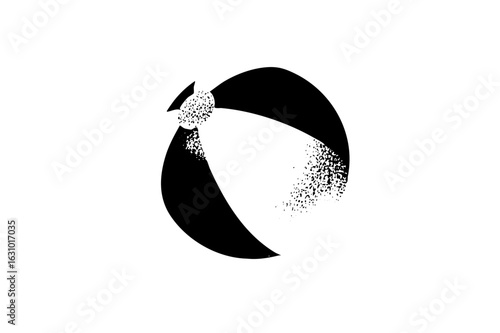 Vector Abstract dissolving circle with fragmented detail.