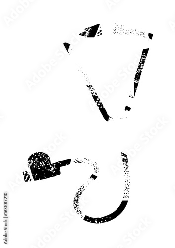 Vector Abstract feline face with distressed texture.
