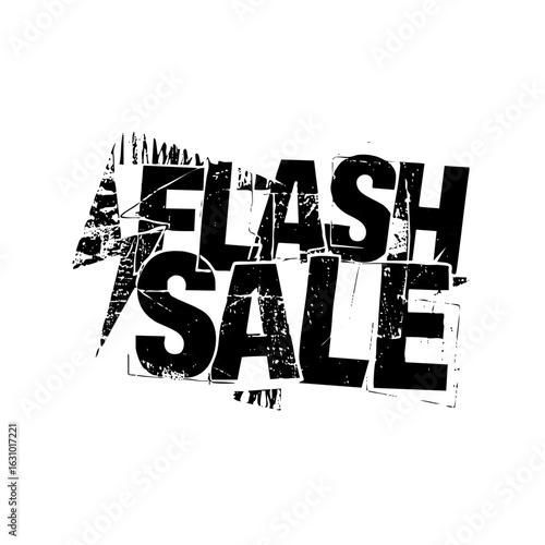 Vector Bold typographic announces a dynamic flash sale with distressed elements.