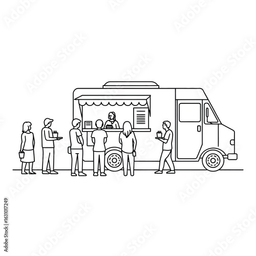 People in line waiting to order at a food truck